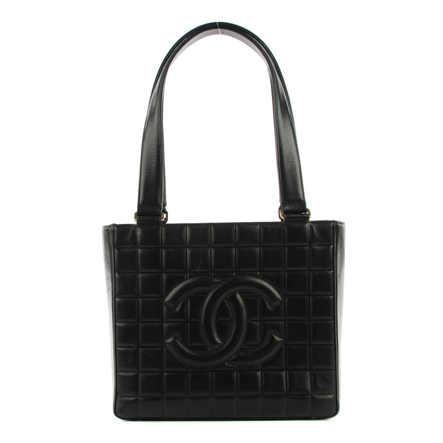Lambskin Quilted Chocolate Bar Tote Black