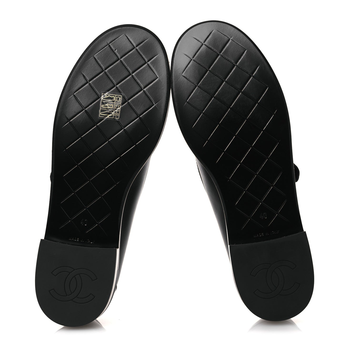 Calfskin CC Turnlock Moccasins 40 Black