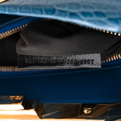 Fendi Shiny Crocodile Shiny Nappa Micro Peekaboo Iconic Satchel Blue 7 of 10