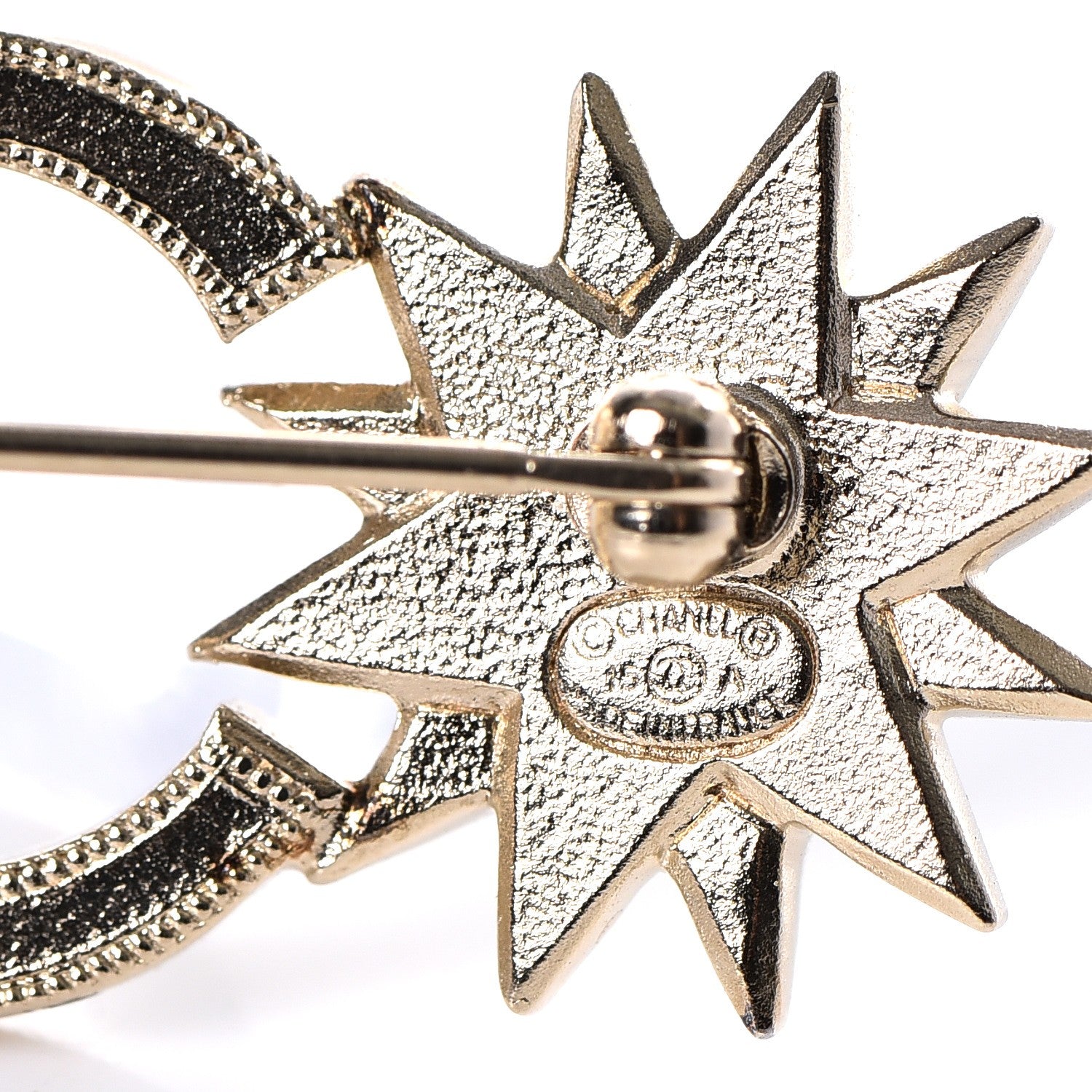 Chanel Pearl Crystal CC Star Brooch Gold 4 of 4