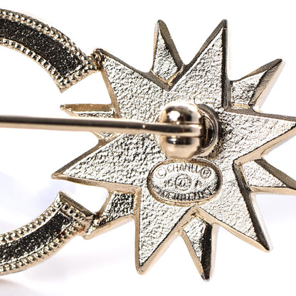 Chanel Pearl Crystal CC Star Brooch Gold 4 of 4