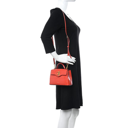 Mulberry Shiny Crocodile Embossed Micro Seaton Hibiscus Red 2 of 10