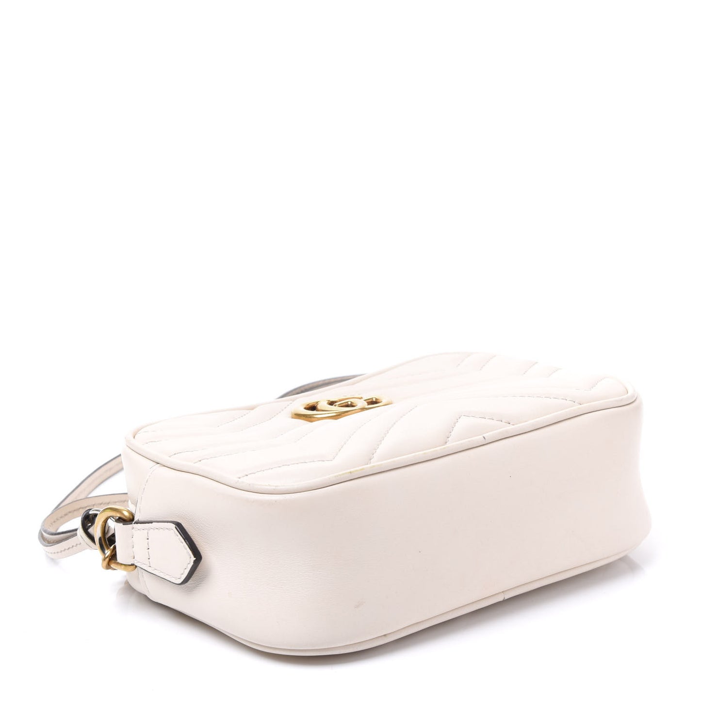 Calfskin Matelasse Mini GG Marmont Chain Shoulder Bag White