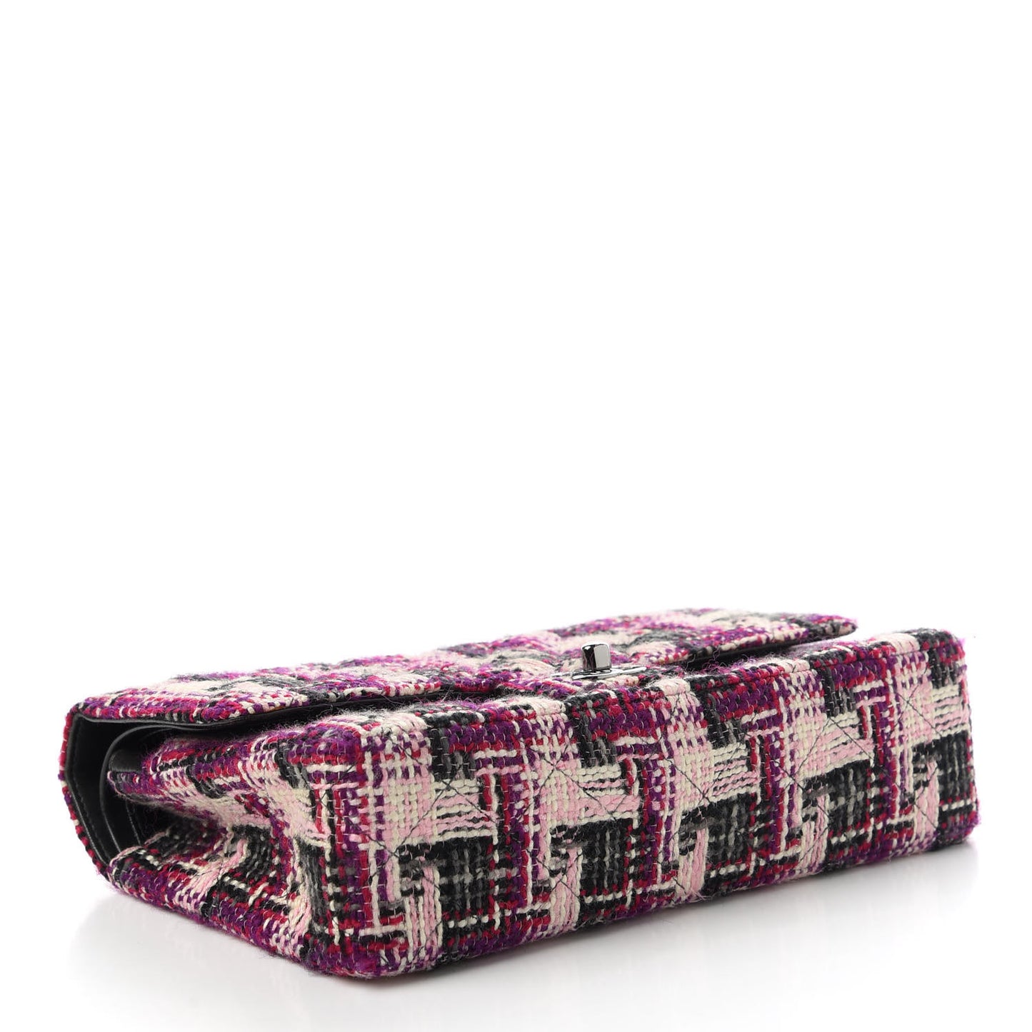 Tweed Quilted Medium Double Flap Pink Black