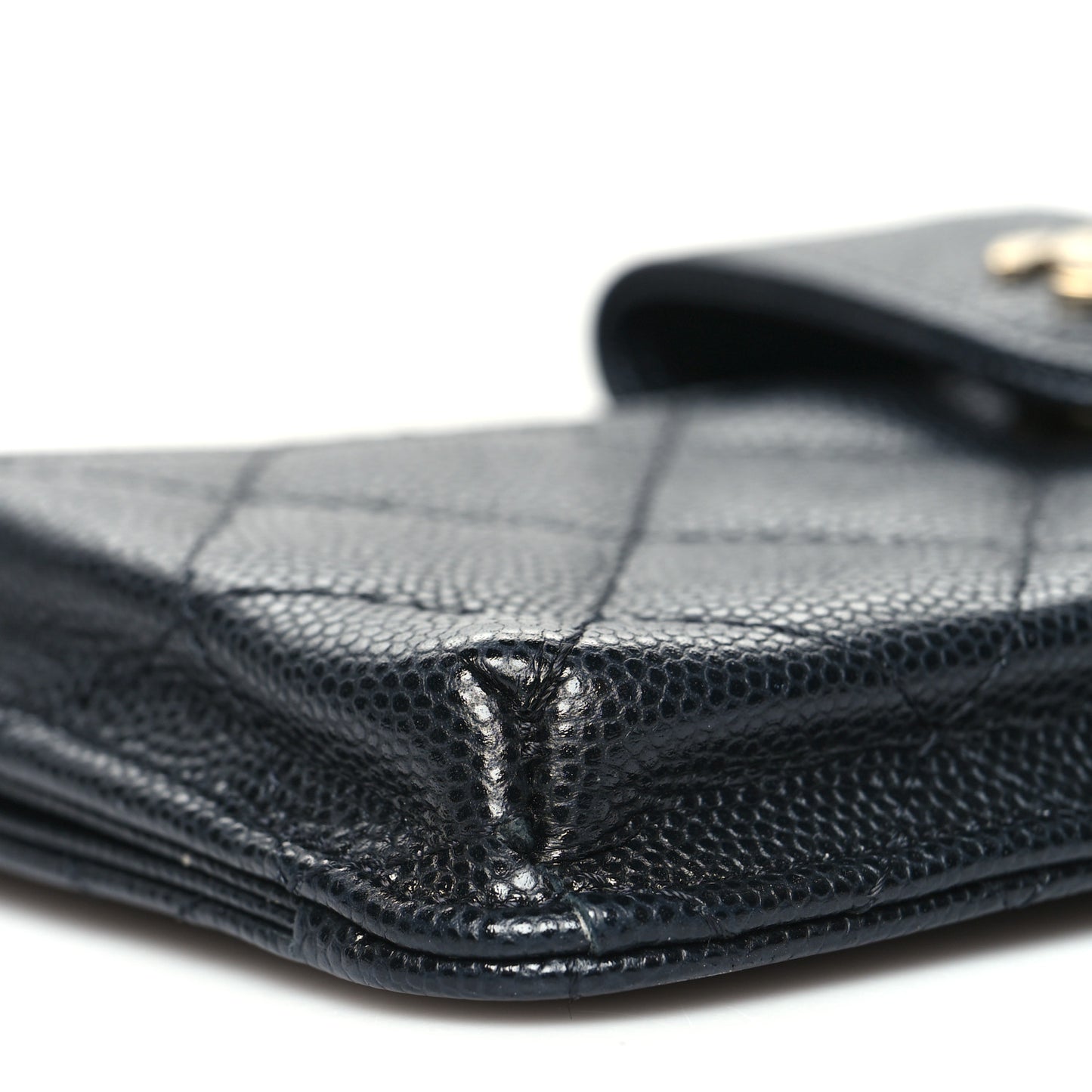 Caviar Quilted Phone Holder Zip Clutch Black