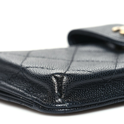 Chanel Caviar Quilted Phone Holder Zip Clutch Black 10 of 12