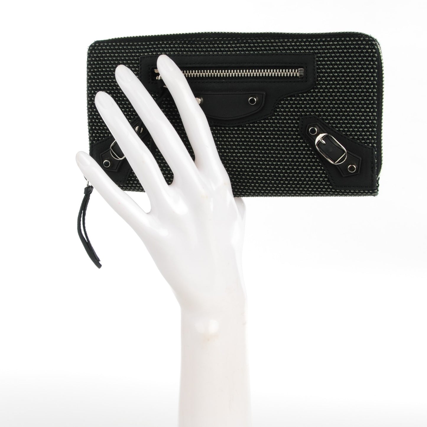 Canvas Agneau Classic Hardware Continental Zip Around Wallet Black