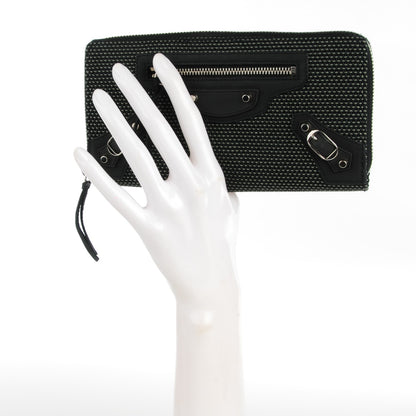 Balenciaga Canvas Agneau Classic Hardware Continental Zip Around Wallet Black 2 of 6
