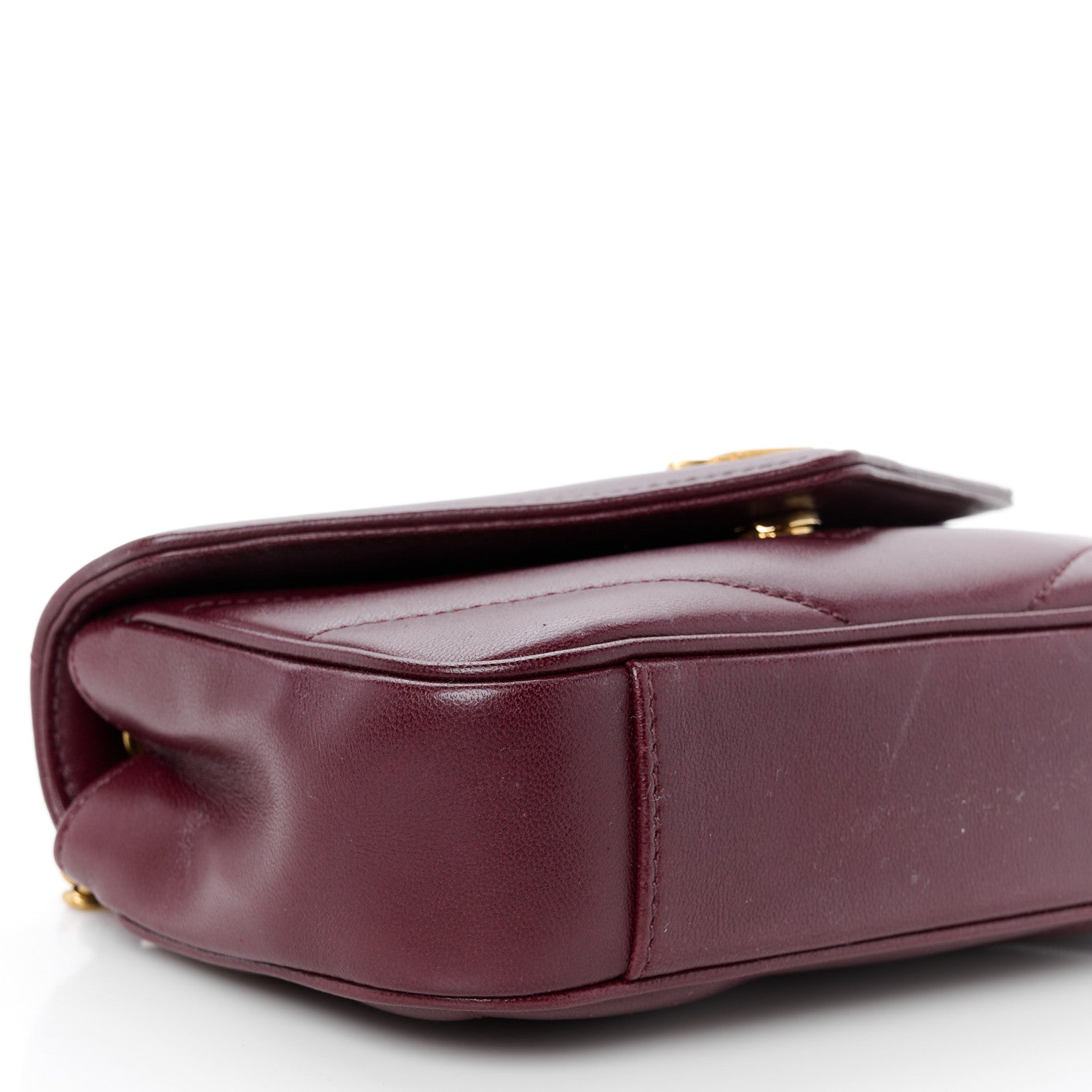 Saint Laurent Lambskin Chevron Quilted Mini Loulou Rouge Cabernet 11 of 12