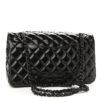 Chanel Shiny Crumpled Calfskin Quilted Medium Double Flap So Black 3 of 9