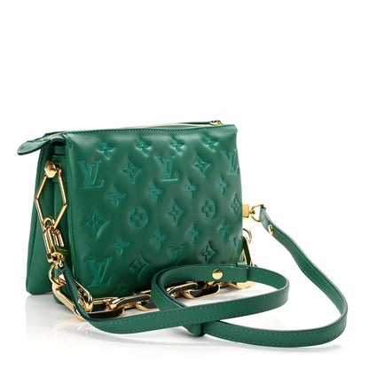 Louis Vuitton Lambskin Embossed Monogram Coussin BB Emeraude 3 of 9