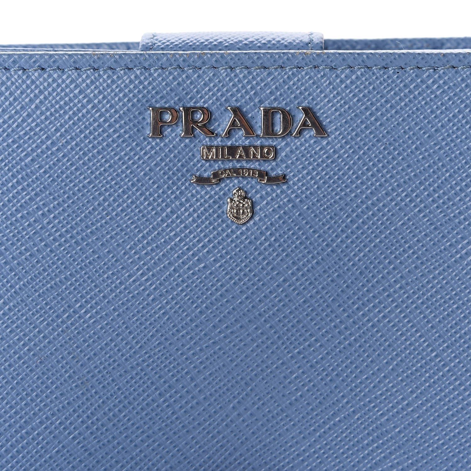 Prada Saffiano Metal Compact Wallet Bluette Mare 7 of 8