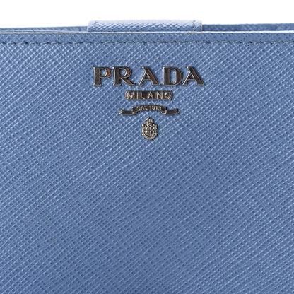 Prada Saffiano Metal Compact Wallet Bluette Mare 7 of 8
