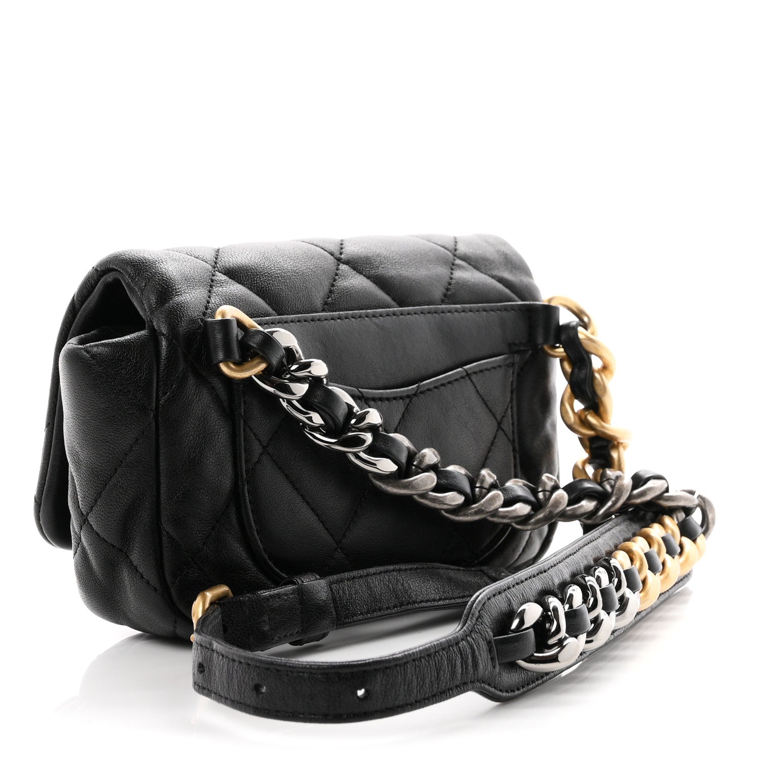 Chanel Lambskin Quilted Chanel 19 Waist Bag Black 2 of 9