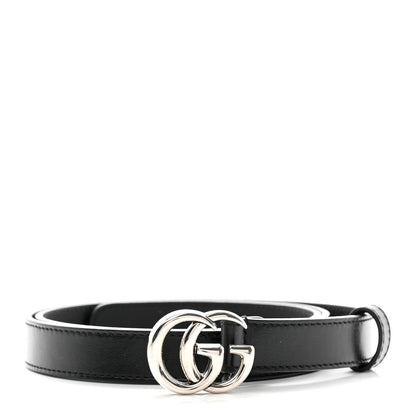 Gucci Plutone Calfskin Palladium Double G 20mm Belt 85 34 Black 1 of 6