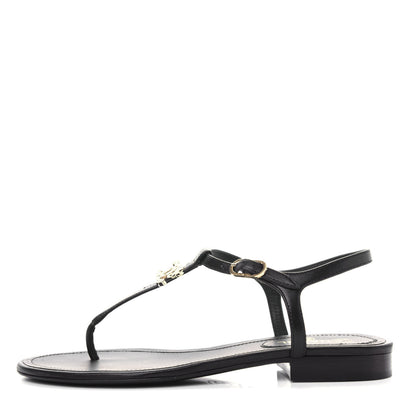Chanel Lambskin Crystal CC Thong Sandals 35.5 Black 1 of 10