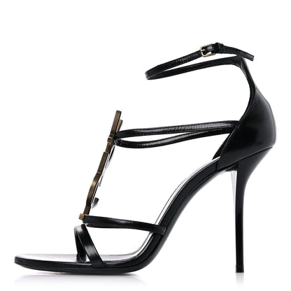 Saint Laurent Calfskin Cassandra 100 Sandals 38.5 Black 1 of 11