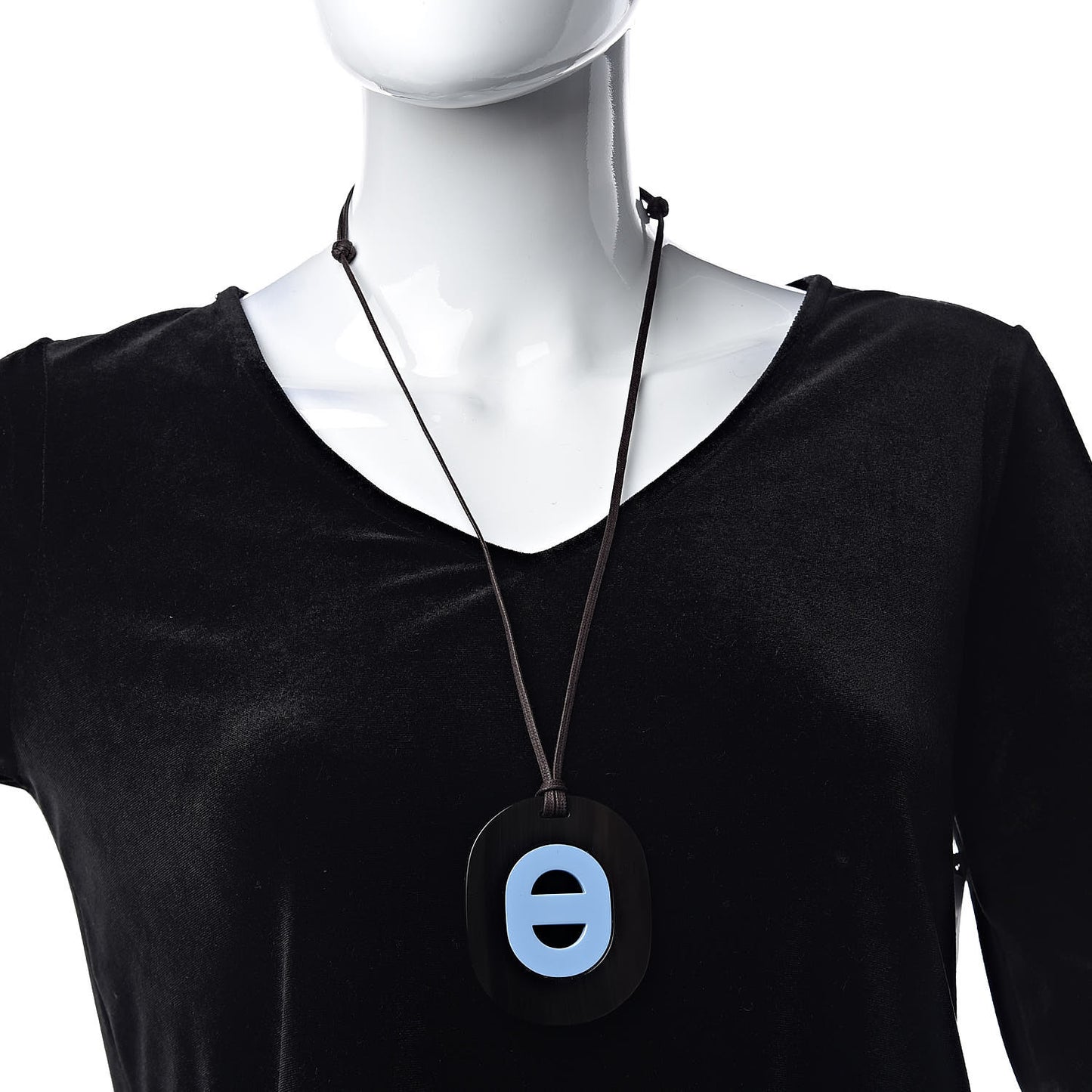 Lacquered Buffalo Horn Fidelio Pendant Necklace Bleu Lupin