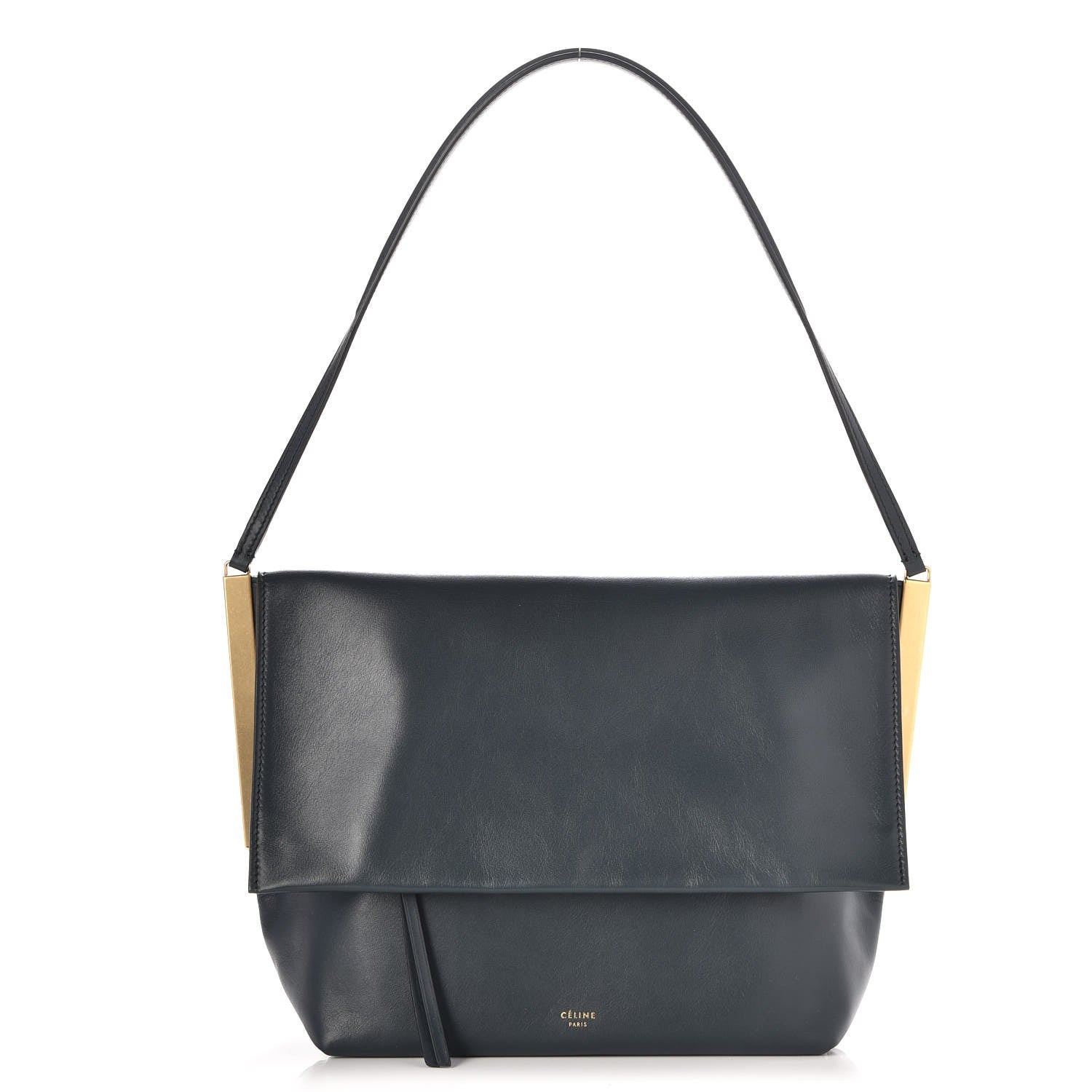 Celine Smooth Calfskin Flap Clasp Bag Dark Sea 1 of 6