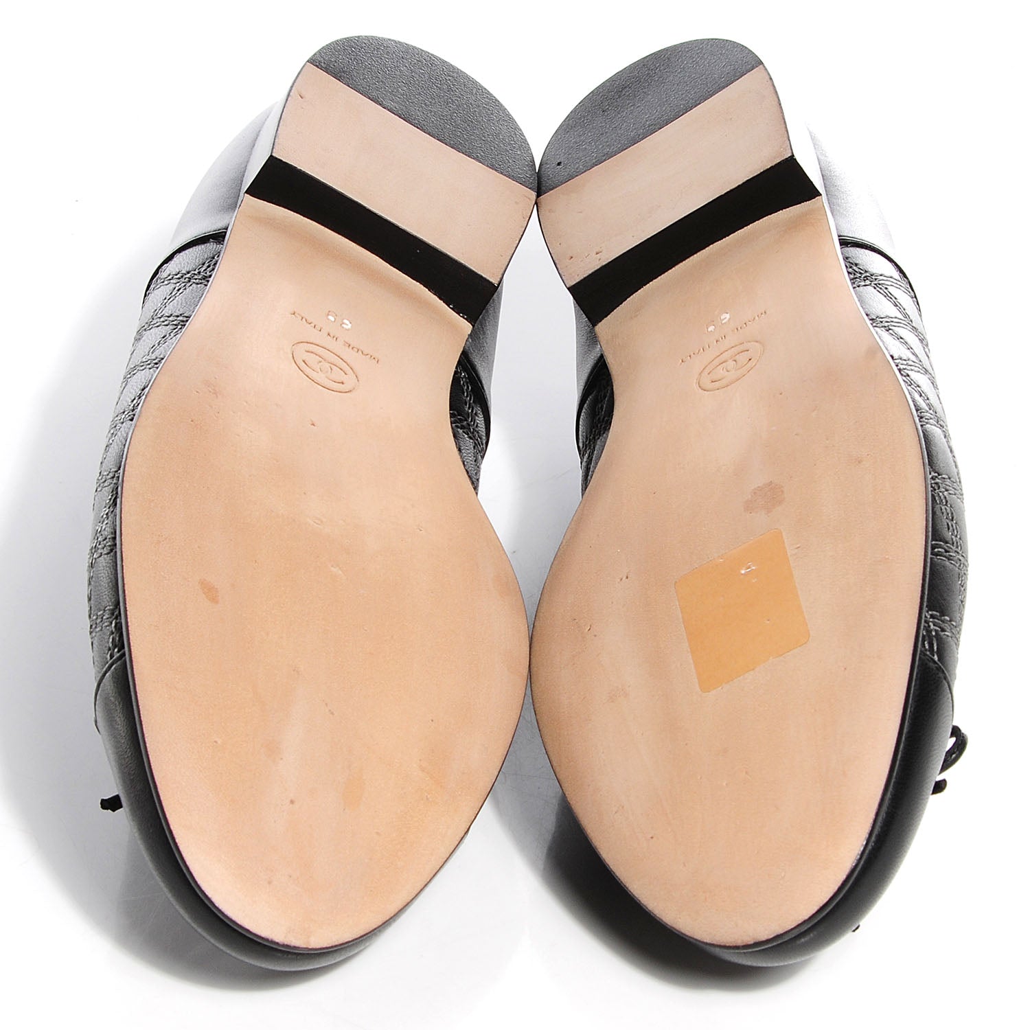 Chanel Lambskin Stitched Cap Toe Ballerina Flats Black 39 4 of 6
