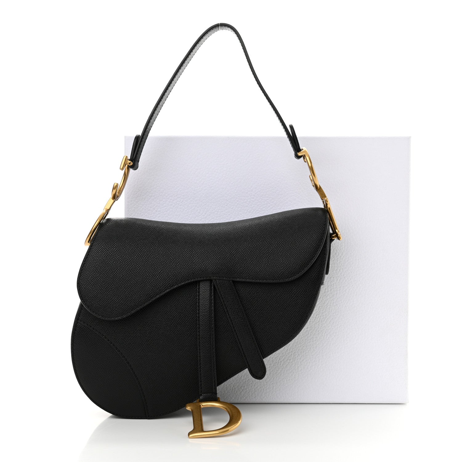 Christian Dior Grained Calfskin Saddle Bag Black 11 of 11