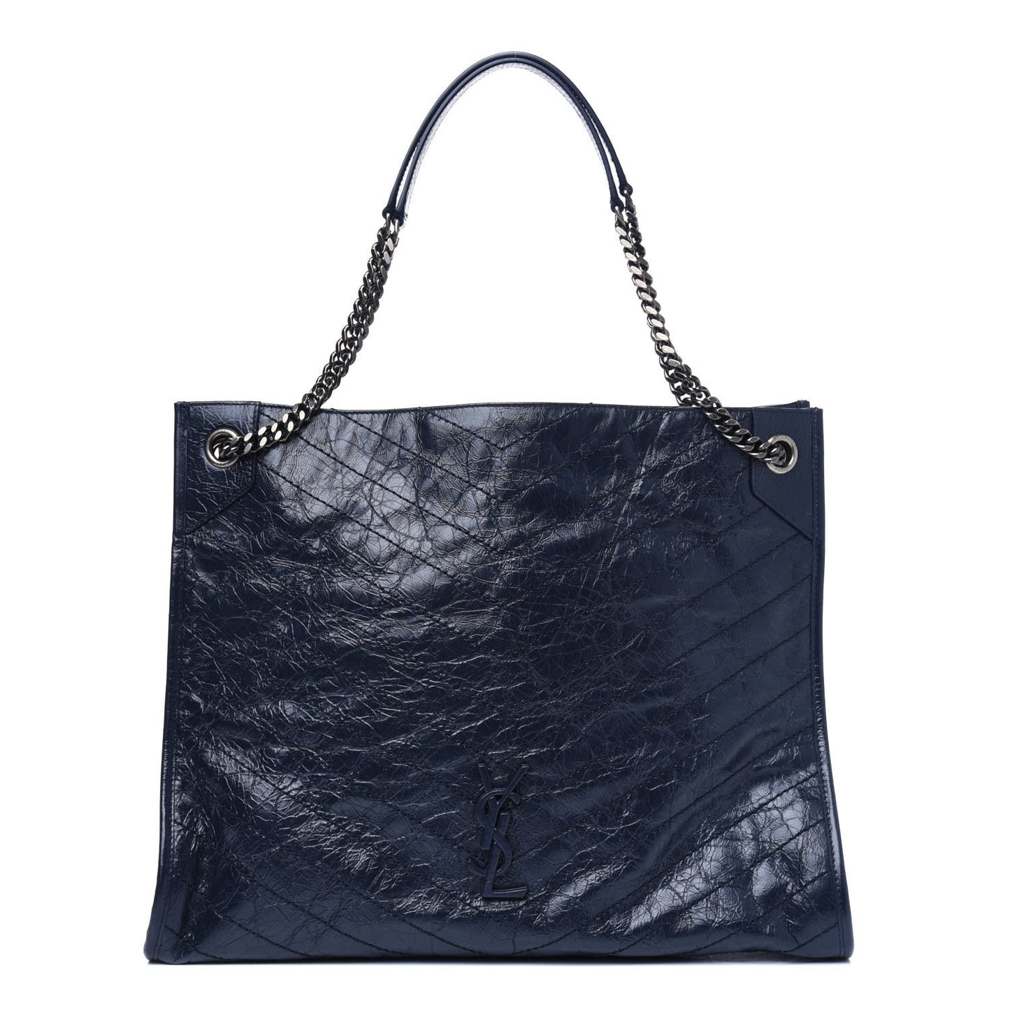 Crinkled Calfskin Matelasse Monogram Niki Shoulder Bag Deep Marine