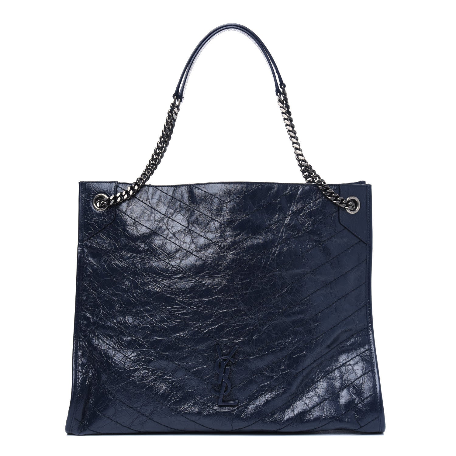 Saint Laurent Crinkled Calfskin Matelasse Monogram Niki Shoulder Bag Deep Marine 1 of 4