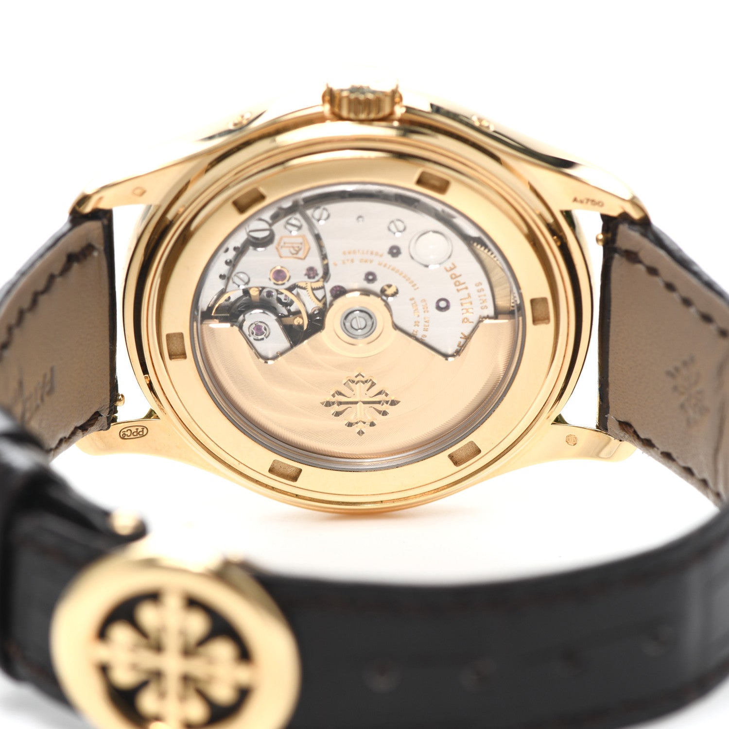 Patek Philippe 18K Yellow Gold Alligator 39mm Complications Annual Calendar Automatic Watch Grey 5146 4 of 5