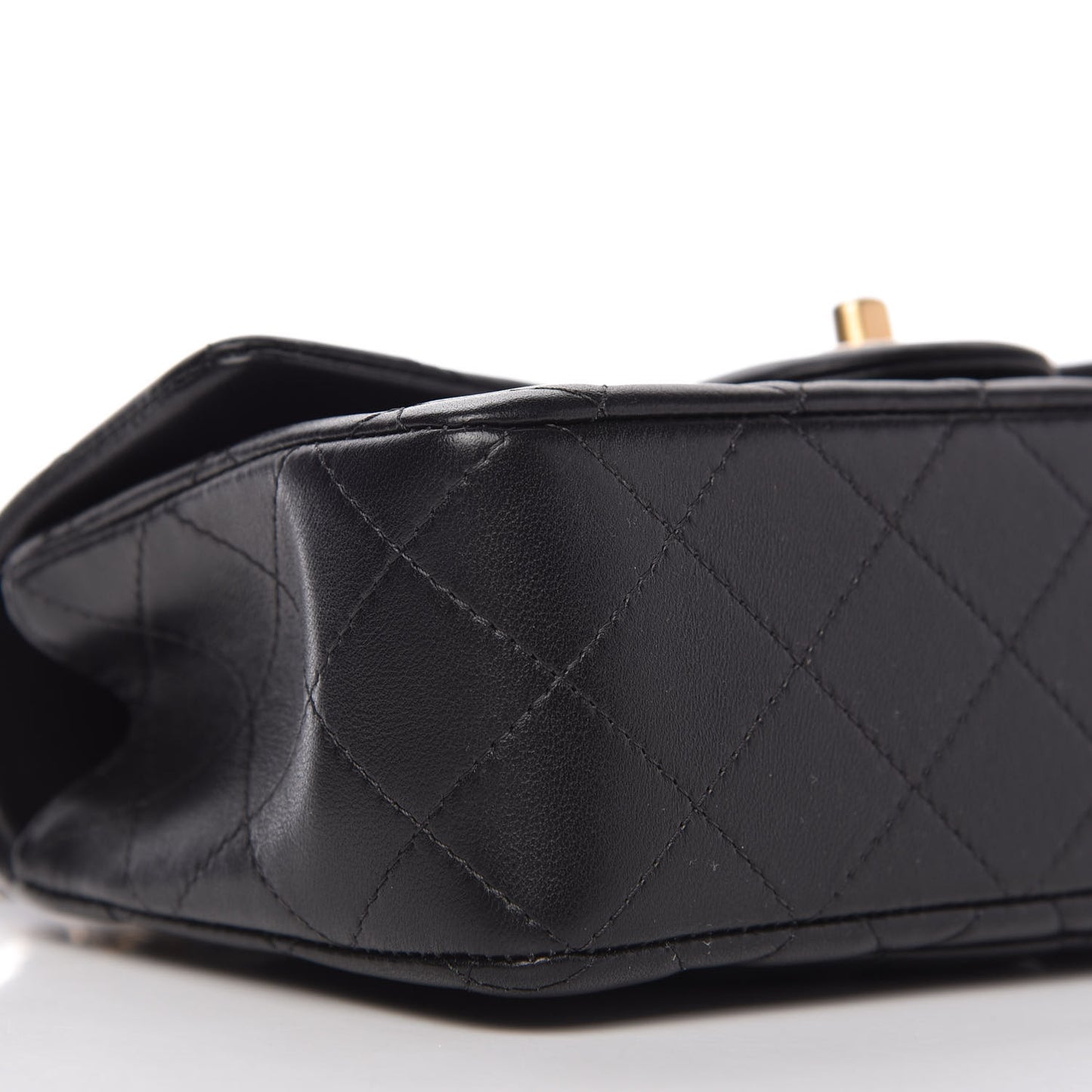 Lambskin Quilted Mini Top Handle Rectangular Flap Black
