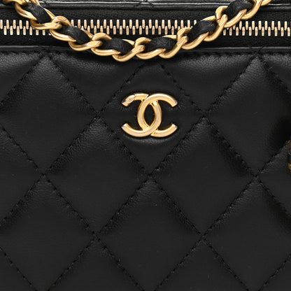 Chanel Lambskin Quilted Small Pearl Crush Vanity Case With Chain Black 9 of 15
