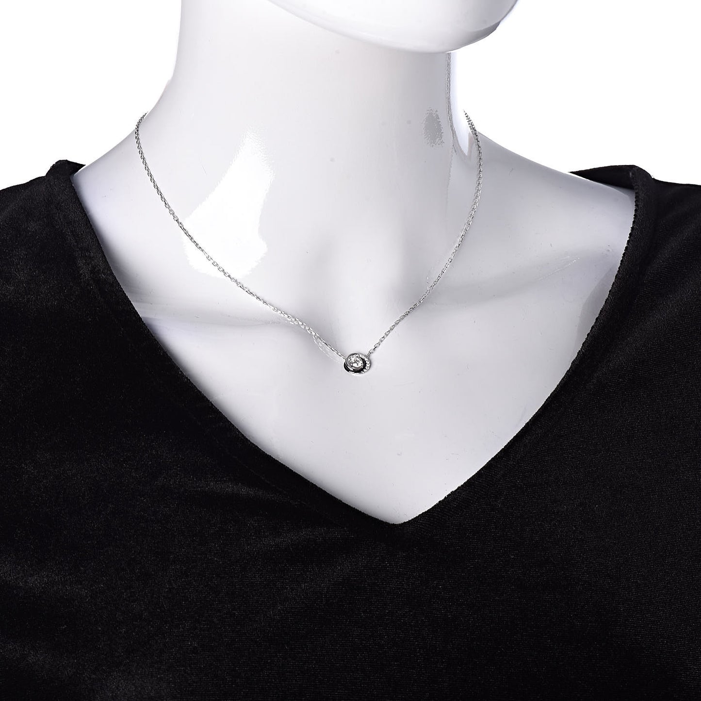 18K White Gold Black Ceramic Diamond Trinity Pendant Necklace