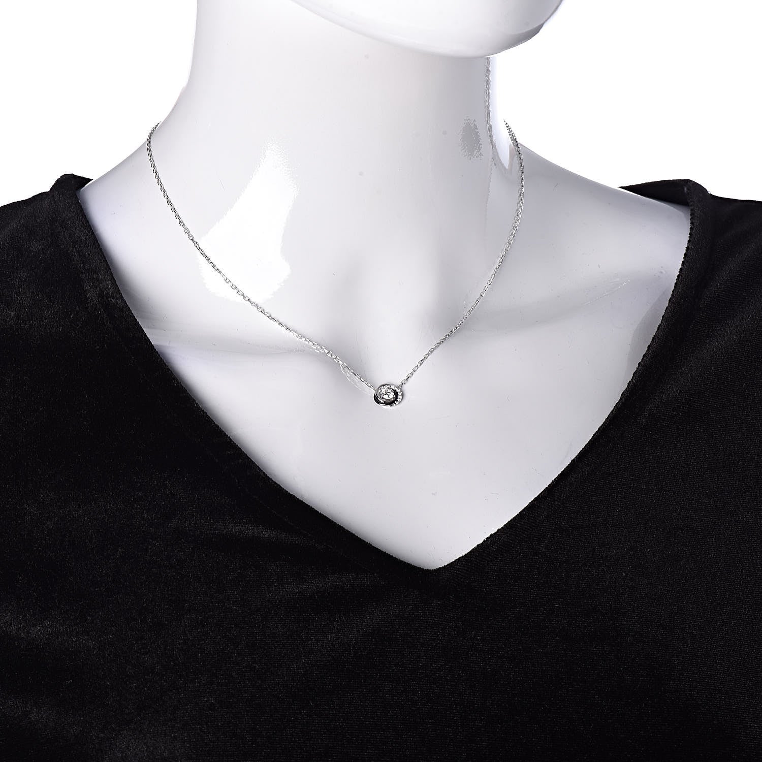 Cartier 18K White Gold Black Ceramic Diamond Trinity Pendant Necklace 2 of 7
