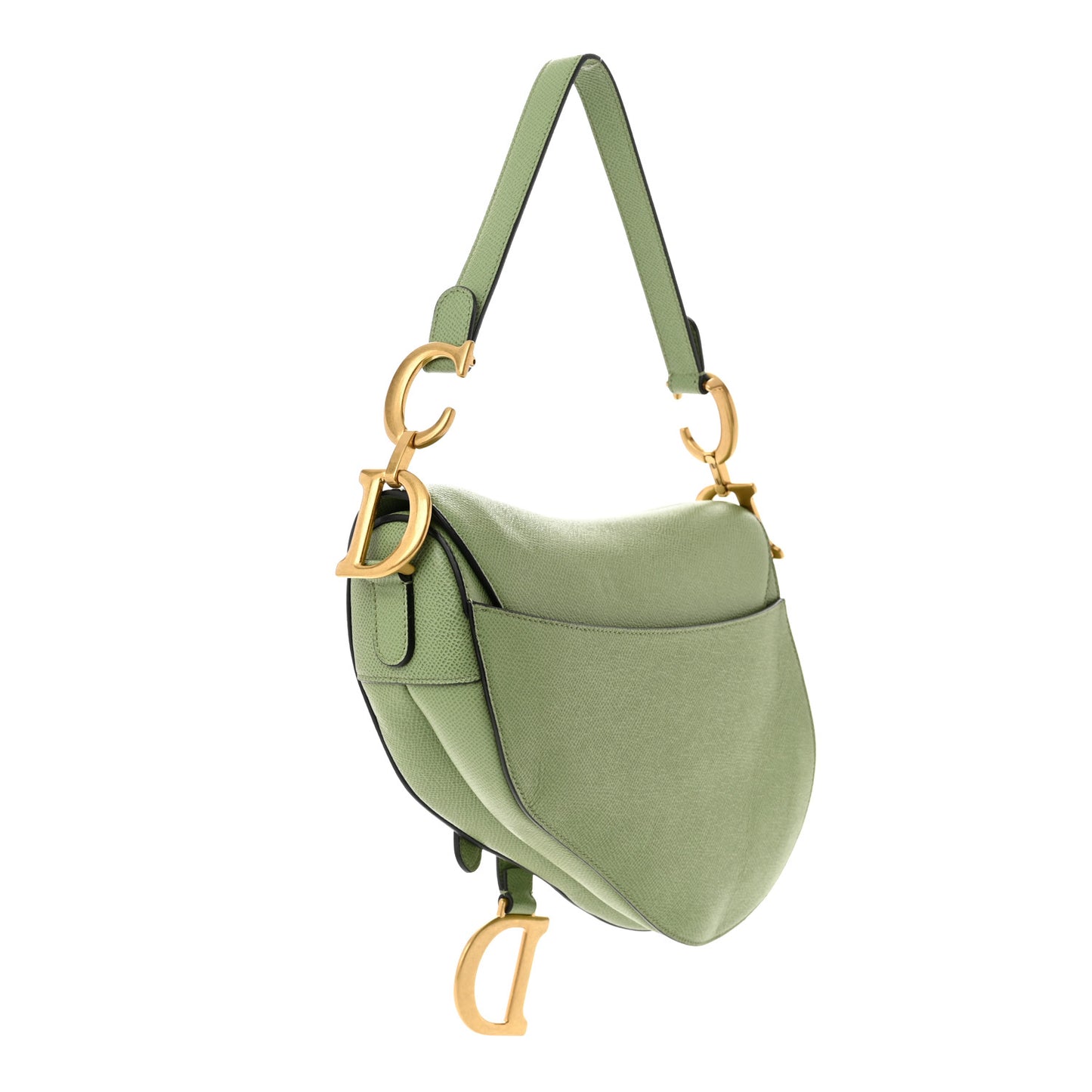 Grained Calfskin Saddle Bag Green