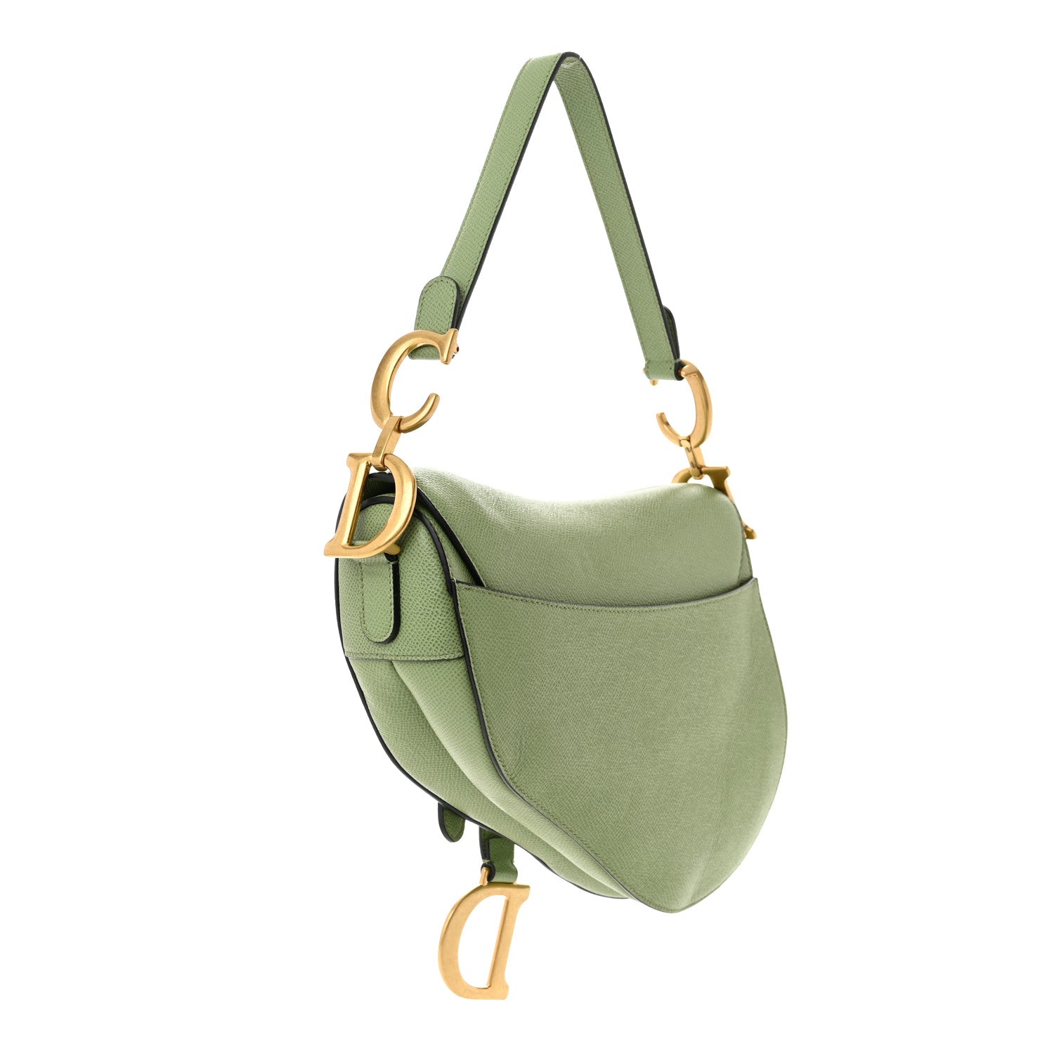 Christian Dior Grained Calfskin Saddle Bag Green 3 of 10
