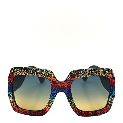 Gucci Square Frame GG0102S Sunglasses Glitter Gold Multi 2 of 7