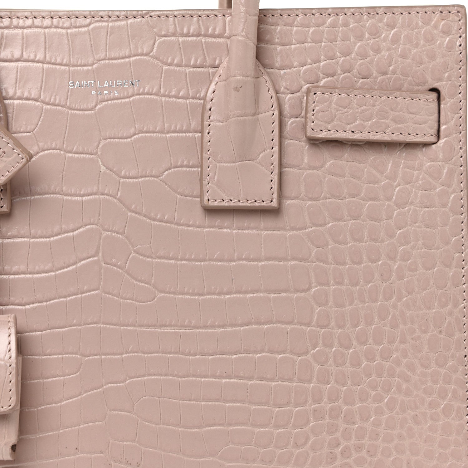 Saint Laurent Calfskin Crocodile Embossed Baby Sac De Jour Rose Antic 7 of 22