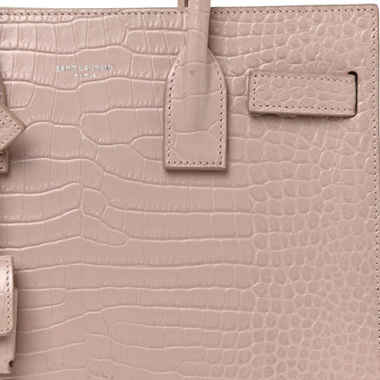Saint Laurent Calfskin Crocodile Embossed Baby Sac De Jour Rose Antic 7 of 22