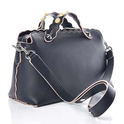 Fendi Vitello Dolce Scalloped Studded Medium By The Way Boston Bag Blu Notte 3 of 10