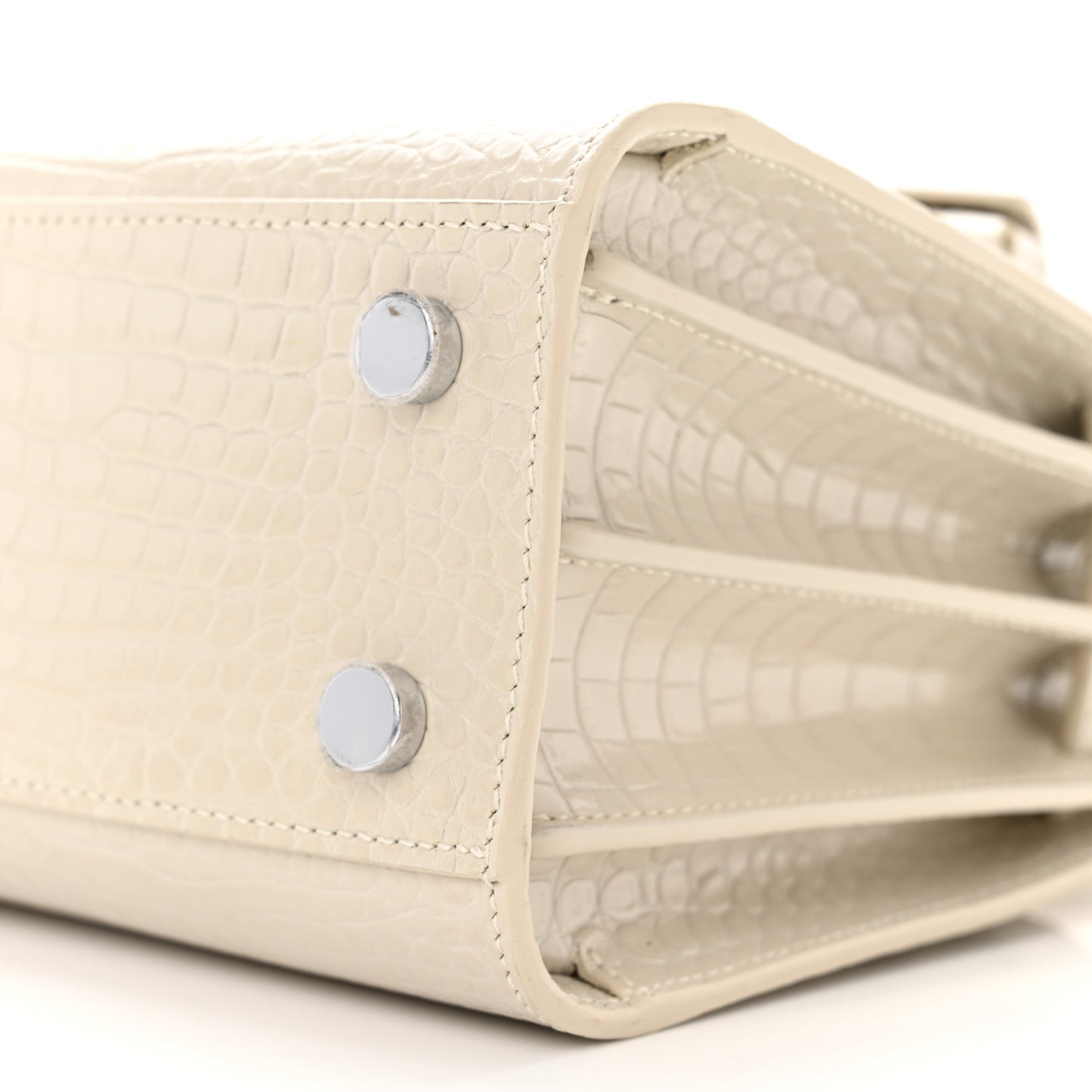 Calfskin Crocodile Embossed Nano Sac De Jour Crema Soft