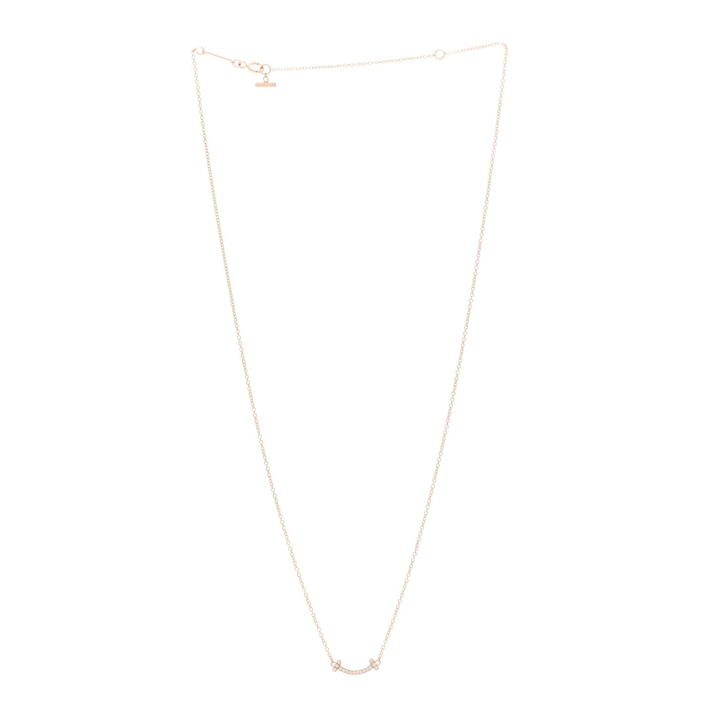 18K Rose Gold Diamond Mini T Smile Pendant Necklace