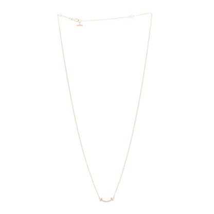 Tiffany 18K Rose Gold Diamond Mini T Smile Pendant Necklace 3 of 4