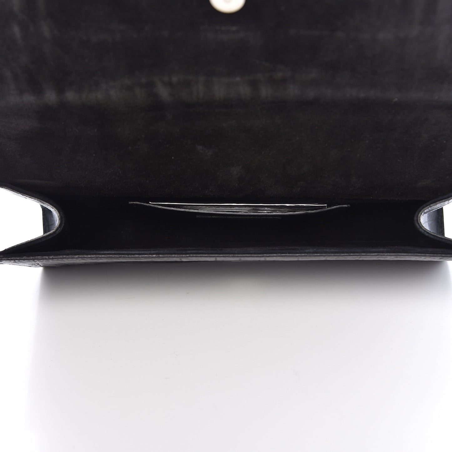 Calfskin Crocodile Embossed Classic Monogram Tassel Clutch Black