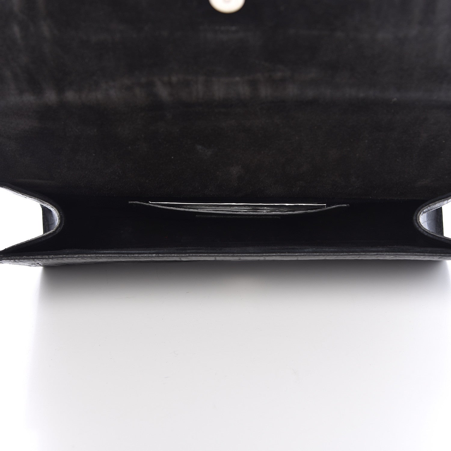 Saint Laurent Calfskin Crocodile Embossed Classic Monogram Tassel Clutch Black 5 of 13