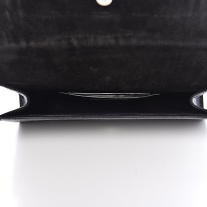 Saint Laurent Calfskin Crocodile Embossed Classic Monogram Tassel Clutch Black 5 of 13