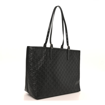 Gucci GG Calfskin Embossed Emblem Large Tote Bag Black 3 of 9
