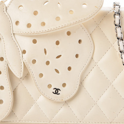 Chanel Lambskin Quilted Butterfly Chain Clutch White 10 of 15