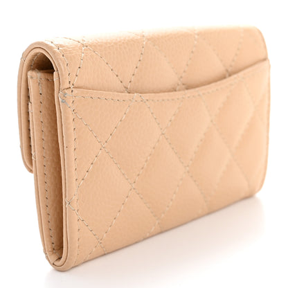 Chanel Caviar Quilted Flap Card Holder Wallet Beige 3 of 12