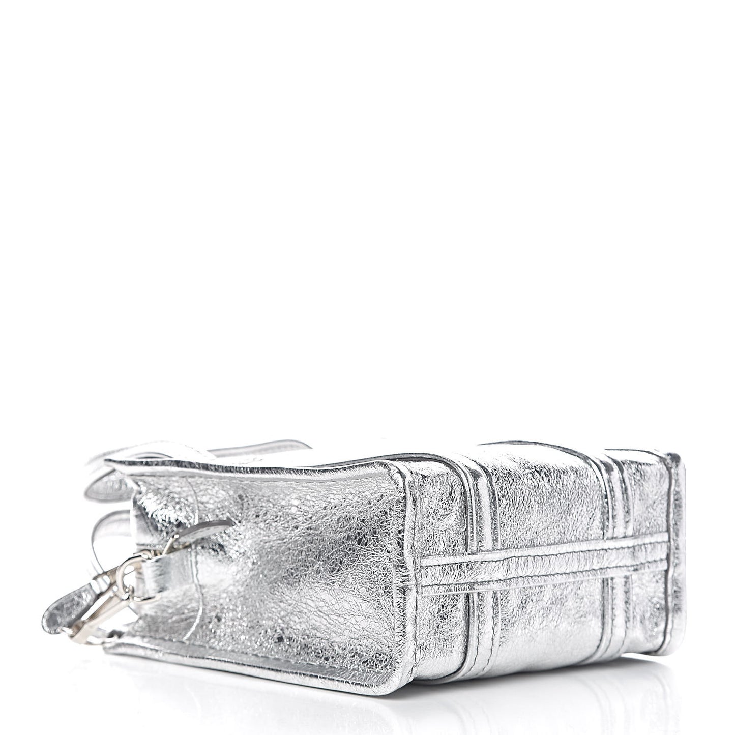Metallic Calfskin XXS Bazar Shopper Tote Silver Hardware
