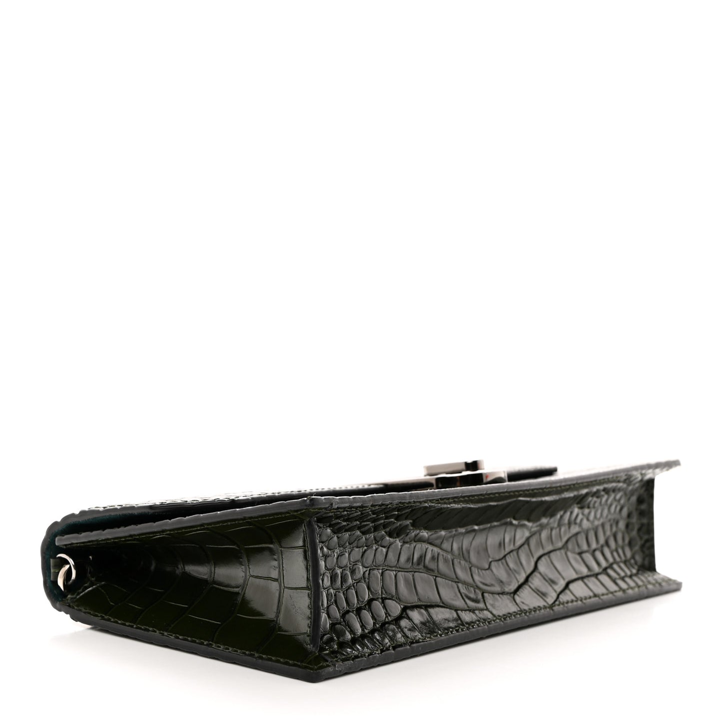 Calfskin Alligator Embossed Elisa Baguette Forest Night