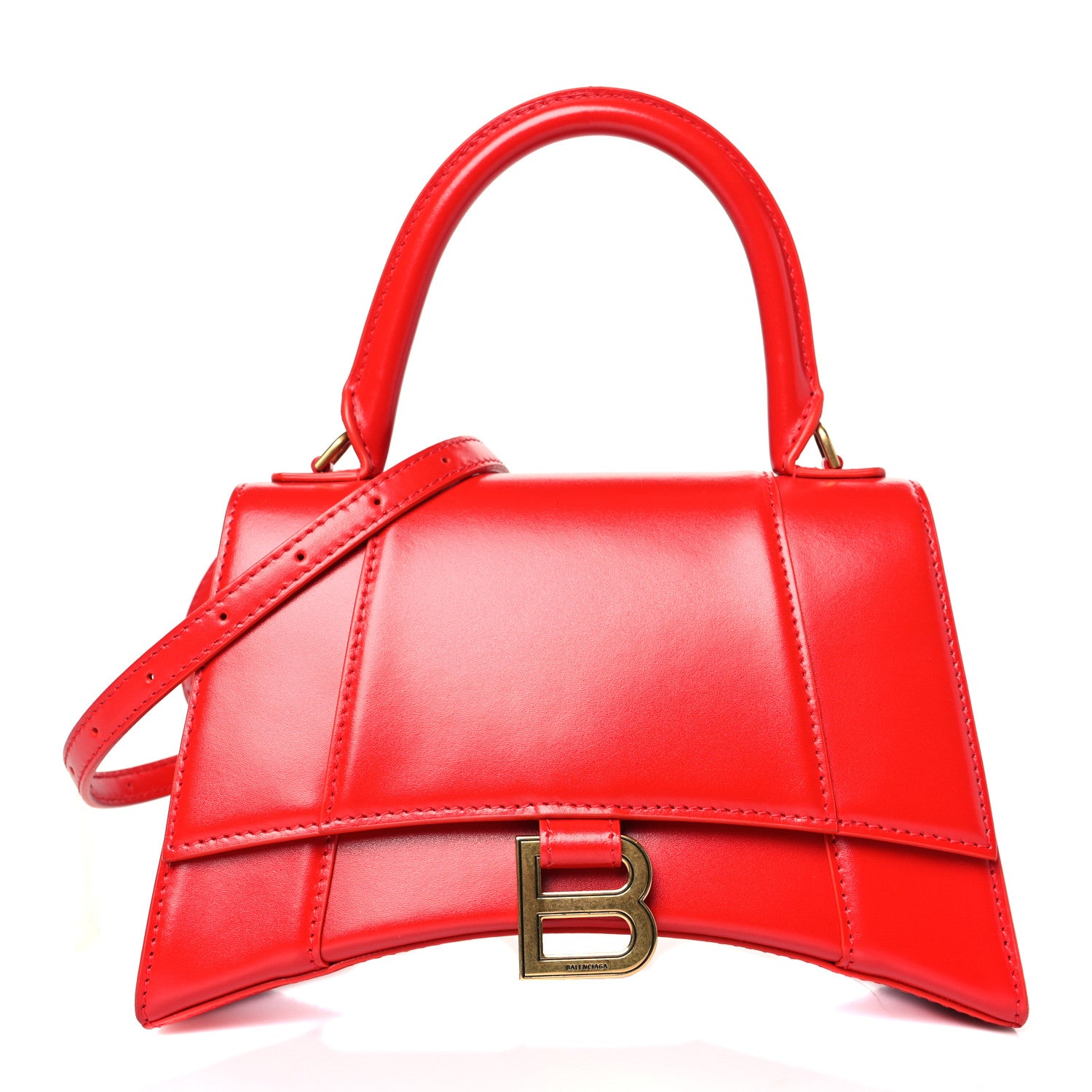 Balenciaga Shiny Box Calfskin Small Hourglass Top Handle Bag Bright Red 1 of 9